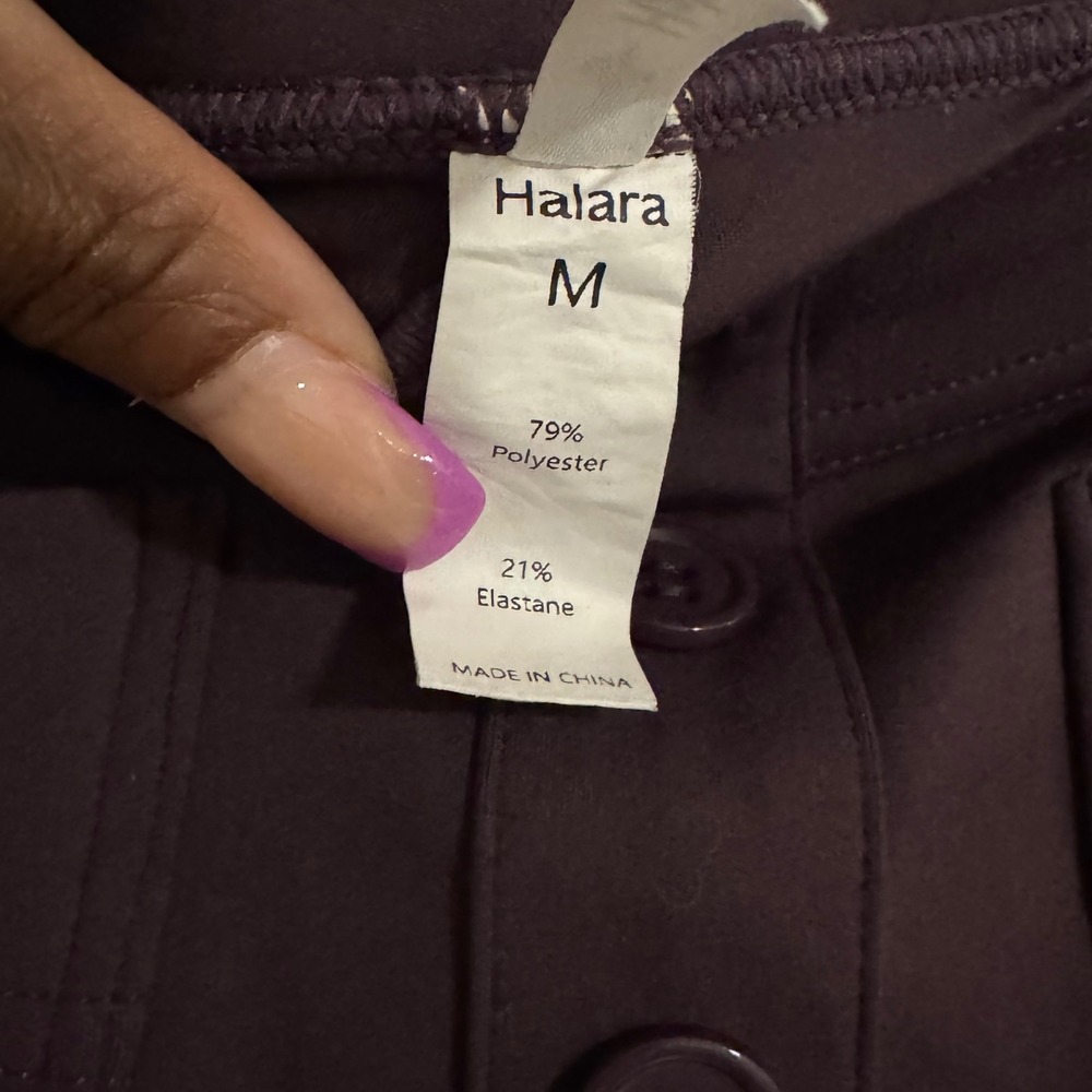 Halara Plum Purple High Waisted Wide Leg Button Fly Patch Pocket Pants Medium - Picture 2 of 3